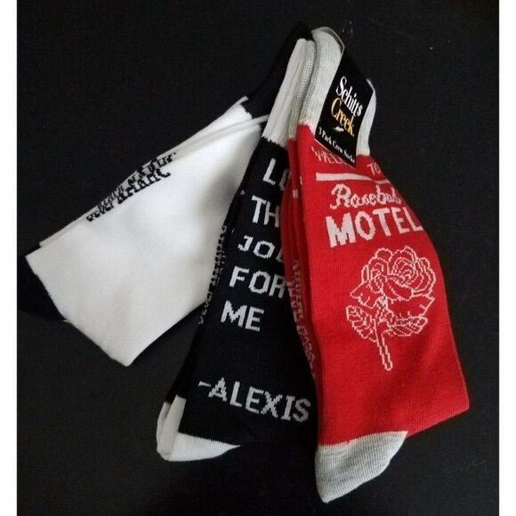Schitt's Creek 3 Pk Unisex One Size Socks Funny Quotes Red, White & Black - Picture 4 of 8